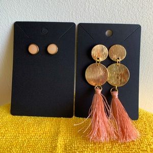Pink Tassel Earring set